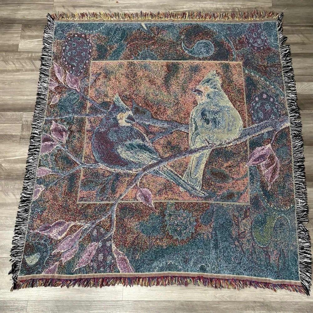 Michelle‎ Palmer Cardinal Woven Tapestry Throw Blanket 55x57